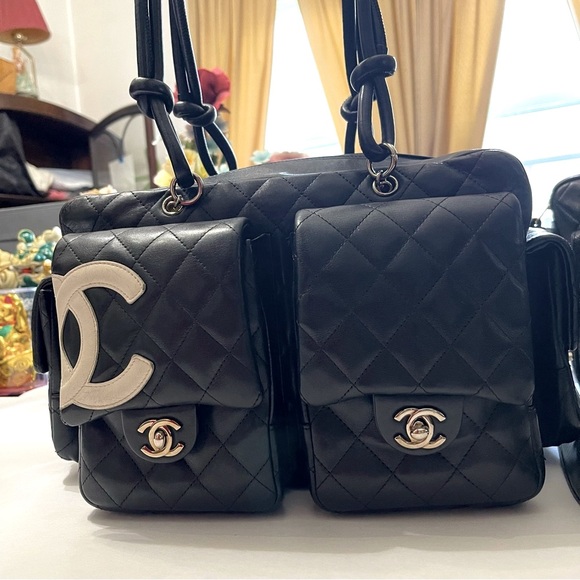 🔥CHANEL Cambon Ligne Black Quilted Leather Multipocket Reporter Bag - Picture 11 of 16